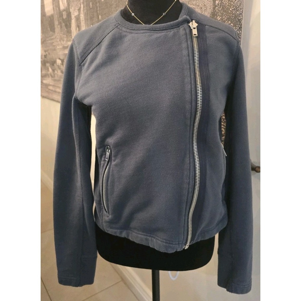 Vintage 1990's Gap‎ Blue Gray Asymmetric Full Zip Sweater Size M With A Y2K Vibe